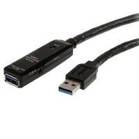 CABLE EXTENSOR DE 10 METROS USB 3.0 SUPERSPEED ACTIVO - PERMITE CONEXION EN CASCADA DE HASTA 2 NIVELES - USB A MACHO A HEMBRA - NEGRO - STARTECH.COM MOD. USB3AAEXT10M