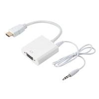 CONVERTIDOR BROBOTIX HDMI MACHO A VGA HEMBRA CON AUDIO, BLANCO