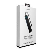 HUB ACTECK GATE 8 DH675 / USB C / 7 PUERTOS / USB C - 3X USB A - HDMI - RJ45 - LECTOR SD/TF / 15 CM / NEGRO / AC-934626