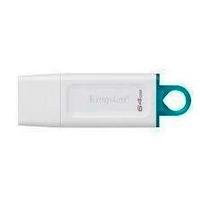 MEMORIA KINGSTON 64GB USB 3.2 ALTA VELOCIDAD / DATATRAVELER EXODIA BLANCO CON ANILLO AZUL TRANSPARENTE (KC-U2G64-5R)
