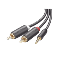 Cable Adaptador de 3.5mm Macho a 2 RCA Macho / 3 Metros / Color Gris / Blindaje M?ltiple / ABS / Alta Calidad