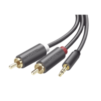 Cable Adaptador de 3.5mm Macho a 2 RCA Macho / 5 Metros / Color Gris / Blindaje M?ltiple / ABS / Alta Calidad