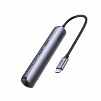 HUB USB-C (Docking Station) 5 en 1 | Ultra Delgado | 2 USB-A 3.1 a (5 Gbps) | HDMI 4K@60Hz | RJ45 (Gigabit Ethernet) | USB-C PD Carga Rápida 100W | Soporta OTG | Chips Inteligentes | Peque?o y Ligero | Caja de Aluminio.