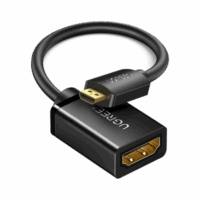 Adaptador Micro HDMI a HDMI (HDMI Tipo D)   / 18Gbps / 4K@60Hz / HDR /  Tecnolog?a 3D / ARC / Carcasa PC+ABS / HDCP/ Longitud de 22 cm