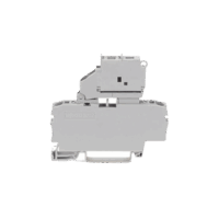 Borna portafusibles para 2 conductores; con portafusible basculante; y placa final; para fusible tipo G 5 x 20 mm; sin indicación de defecto; para carril DIN 35 x 15 y 35 x 7,5; 2,5 mm?; Push-in CAGE CLAMP?; 2,50 mm?; gris