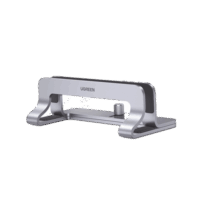 Soporte Vertical para Laptop / Adecuado para escritorio / Anchura Ajustable (12-26mm) / Amplia compatibilidad / Anti-Ara?azos / Anti-Deslizante /Ajustable Mediante Tornillos / Color Plata / Aluminio + Silicona