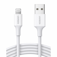 Cable USB-A a Lightning | 1 Metro | Certificado MFi | Carga Rápida 5V/2.4 A| 480 Mbps | PD | Conector C89 | Adecuado para iPhone, iPad y iPod | protección Integrada | Caja de ABS | Cubierta de TPE | Color Blanco | 2 a?os de Garant&iac
