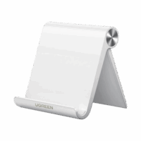 Soporte de Escritorio para Telefono Celular / Ajustable de 0? a 100? / Goma Antiara?azos / Antideslizante / Amplia Compatibilidad con dispositivos de 4'' a 7.9'' / Plegable / ABS / Color Blanco