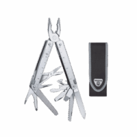 SwissTool - Multiherramienta tipo Navaja de Acero Inoxidable con Pinza y Funda de Nylon