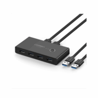 HUB para Compartir 4 Puertos USB 3.0 a 2 PC ?s / Cambio Mediante botón / Incluye dos cables USB de 1.5 m /  ABS / Permite que 2 Usuarios Compartan 4 Dispositivos Periférics USB3.0, como una impresora, un esc?ner, etc.
