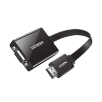 Adaptador HDMI a VGA / Resolución 1080P / Audio 3.5mm / Con Puerto Micro USB para Alimentación / Plug &  Play / No Requiere Controlador / ABS / Flexible y Duradero