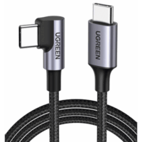 Cable USB-C a USB-C | 1 Metro | Conector con ?ngulo Recto de 90? | Carga Rápida de hasta 60W | 480 Mbps | PD3.0 | QC4.0/3.0/2.0 | FPC | AFC | protección Integrada| Caja de Aluminio | Nylon Trenzado | Color Negro