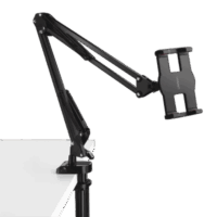 Soporte para Tableta con Brazo tipo Perezoso / Brazo Ajustable y Cabezal de 360? / 3 Perillas de Ajuste / Soporta dispositivos de 4'' a 12.9'' de hasta 1.5 KG / ABS + Metal de Alta Calidad.