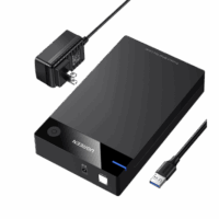 Carcasa Disco Duro 3.5" con Cable USB 3.0 y Adaptador de Corriente 12V 2A Incluido, Caja Disco Duro USB 3.0 con UASP para HDD SSD SATA I/II/III, Hasta 16 TB.