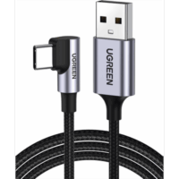 Cable USB-A a USB-C | 2 Metros | Conector con ?ngulo Recto de 90? | Carga Rápida de hasta 60W | 480 Mbps | PD3.0 | QC /3.0/2.0 | FPC | AFC | protección Integrada| Caja de Aluminio | Nylon Trenzado | Color Negro | 2 a?os de