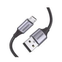 Cable USB-A a Micro USB | 1 Metro | Carga Rápida | QC 3.0/2.0 | FPC | AFC | Transferencia de datos de 480 Mbps | Recarga hasta 18W | protección Integrada | Caja de Aluminio | Nylon Trenzado | Color Negro | 2 a?os de Garant?a.