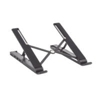 HUB (Docking Station) 5 en 1 con Soporte para Laptop | 2 USB 3.0 a 5Gbps | HDMI 4K@30Hz | Memoria Micro SD (TF) + SD | Amplia Compatibilidad de 10-15" | Ajuste de Altura | Aluminio | PC+ABS | Silicona | Color Negro.