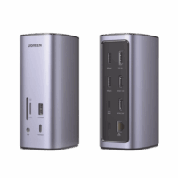 HUB USB-C (Docking Revodok Pro) 12 en 1 | 2 USB-A 3.0 | 1 USB-C PD Carga 100W | 1 USB-A 3.1 | 1 USB-C 3.1 | HDMI 4K | HDMI 8K Ultra HD | Display Port 4K | RJ45 (Gigabit) | Lector Tarjeta SD + Micro SD (TF) | Jack Audio 3.5mm.