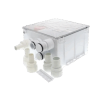 Sistema de desag?e para duchas con bomba de achique de 800 galones por hora a 12 Volts de corriente directa e interruptor de flotación