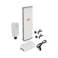 Kit de radio A5x con antena N545X4, 4.9 a 6.4 GHz, 700 Mbps, hasta 64 usuarios concurrentes,  Monitoreo a travez de la nube, incluye jumper, PoE24V, cable de alimentación y montaje