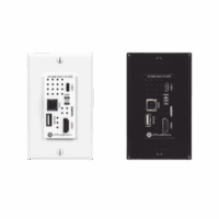 Placa de pared con Switcher y Transmisor HDBaseT con entradas HDMI y USB-C con concentrador USB para integración de AV