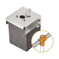 Molde de grafito vertical uni?n en T vertical de cable 2/0 AWG (pasante) con Pica de 5/8 in (terminal).