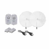 Kit de 2 radios B5X con antenasTXPD34B5X de (34 dBi), rango de frecuencia extendida (4.9 a 6.4 GHz),  incluye inyector POE, cable de alimentación y  para alineación, distancia de hasta 40 km