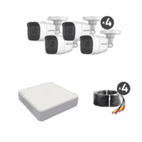 (MICR?FONO Integrado) Kit TurboHD 1080p Lite / DVR 4 canales / Audio por Coaxitron / 4 C?maras Bala de Metal con Micr?fono Integrado