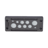 Pasacable de 10 Orificios de Marco Rectangular, IP65, 4.41" X 1.42", para Cables no Terminados, Color Negro.