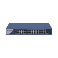 Switch PoE+ / No Administrable / 24 Puertos 10/100 Mbps PoE+ / 1 Puerto 10/100/1000 Mbps + 1 Puerto SFP Uplink / PoE hasta 250 metros / 230 W