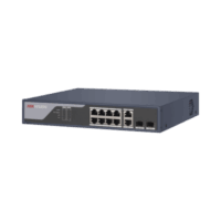 Switch PoE+ / Administrable / Uso en Rack (1 U) / 8 Puertos PoE+ / 2 Puertos SFP / 2 Puertos Uplink Gigabit / Configuración Remota desde Hik-PartnerPro / PoE Hasta 300 Metros / 125 W Modelo:DS-3E1310P-SI