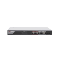 Switch Monitoreable PoE+ / 16 puertos 100 Mbps PoE+ / 2 Puertos 1000 Mbps Uplink + 2 Puertos SFP de Uplink / PoE hasta 250 Metros / conexión Remota desde Hik-PartnerPro / 230 Watts