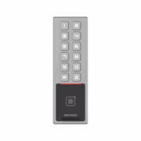 Teclado Exterior WiFi AntiVandálico IP65 & IK08 / Administrable en la Nube / Alta y Baja de Passwords Remotamente con Horarios / Acceso por PIN, Tarjeta MIFARE, Huella y Tarjeta Virtual Bluetooth Modelo:DS-K1T805MBFWX