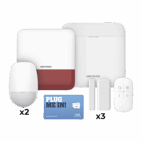 (AX PRO) KIT de Alarma AX PRO con GSM (3G/4G), Wi-Fi y Ethernet / Incluye: 1 Hub  con batería de respaldo / 2 Sensores PIR / 3 Contactos Magn?ticos Slim / 1 Control Remoto / 1 Sirena Roja Inalambrica Exterior Modelo:DS-PWA48-KSDV2(R)