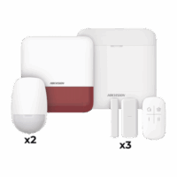 (AX PRO) KIT de Alarma AX PRO con GSM (3G/4G) / Incluye: 1 Hub con bateria de respaldo / 2 Sensores PIR / 3 Contactos Magn?ticos mini / 1 Control Remoto / 1 Sirena estrobo Roja Inalambrica Exterior  / WiFi / Compatible con Hik-Connect P2P Modelo:DS-PWA48-KSV2(R)