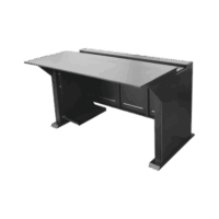 Estación Mobiliaria Profesional de Monitoreo y Control / Videovigilancia / Acceso / Alarmas / Etc... / Metal Negro y Madera Tono Oscuro