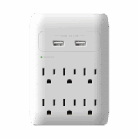 Multicontacto de Pared 110 Vca/ Supresor de Picos / 6 x Nema 5-15P / 2 x USB (5V @3.4A)