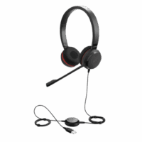 Jabra Evolve 30 Duo con conexión USB / 3.5mm, micr?fono con cancelación de ruido y controlador en el cable con botones e indicadores LED (5399-823-309)