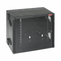 Gabinete AccessPlus de Montaje en Pared de 19in, Rieles Numerados y Roscados #10-32, Puerta con Ventana de Seguridad, 700 mm de Ancho, 637 mm de Profundidad, 12 UR, Color Negro