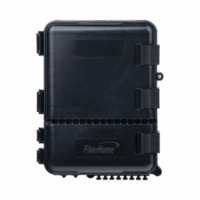 Caja de Distribución de Fibra ?ptica para 24 Empalmes, con 8 acopladores SC/APC simplex, Exterior IP55, Color Negro