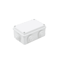 Caja de derivación de PVC Auto-extinguible con 6 entradas, tapa atornillada, 120 x 80 x 50 mm (4.74 x 3.15 x 1.97 in), Para Exterior (IP55)