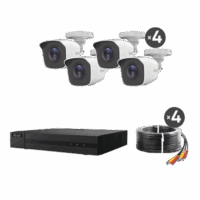 KIT TurboHD 1080p / DVR 4 canales / 4 C?maras Bala de Metal / H.265+ / 1 Fuente de Poder Profesional / Accesorios de Instalación
