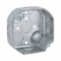 Caja Octagonal de 4" / Profundidad 1 1/2" / 6 Entradas de 3/4", 2 Entradas de 1/2" / Troquelada.