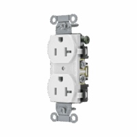 Contacto D?plex 20 A, 125 V,  2 Polos, 3 Hilos, Cableado Posterior y  Lateral, Color Blanco (Nema 5-20R).