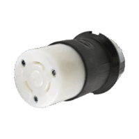 Conector Industrial con Bloqueo de Media Vuelta / 30 A 125 V CA / 2 Polos 3 Hilos / Color Blanco y Negro / Nema L5-30R.