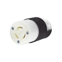 Conector Industrial con Bloqueo de Media Vuelta / 15 A 125 V CA / 2 Polos 3 Hilos / Color Blanco y Negro / Nema L5-15R.