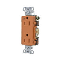 Contacto D?plex conexión a Tierra Aislada/ 15A 125V/ 2 polos 3 Hilos/ Nema 5-15R /Grado Comercial Decorativo/ Color Naranja.