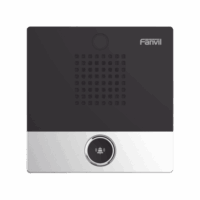 Mini Intercomunicador para hotelería y hospitales, con dise?o elegante, PoE, 1 botón, 1 relevador integrado de salida y entrada.