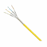 Bobina de Cable Blindado S/FTP Categoría 6A, Uso Industrial con Resistencia al Aceite, Rayos UV y Abrasi?n, Multifilar (Flexible), Color Amarillo, Bobina de 500m