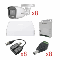 KIT TurboHD con Audio 1080p / DVR 8 Canales 1080p lite / 8 C?maras Bala (exterior 2.8 mm) / Transceptores / Conectores / Fuente de Poder / AUDIO POR COAXITRON